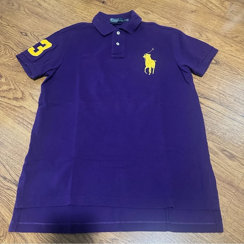 Polo Ralph Lauren Purple Polo Shirt Yellow Logo big pony short sleeve medium